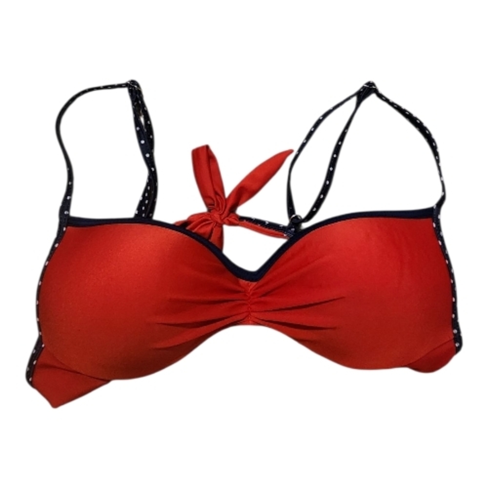 Red Pushup Bikini Top with Blue And White Accents